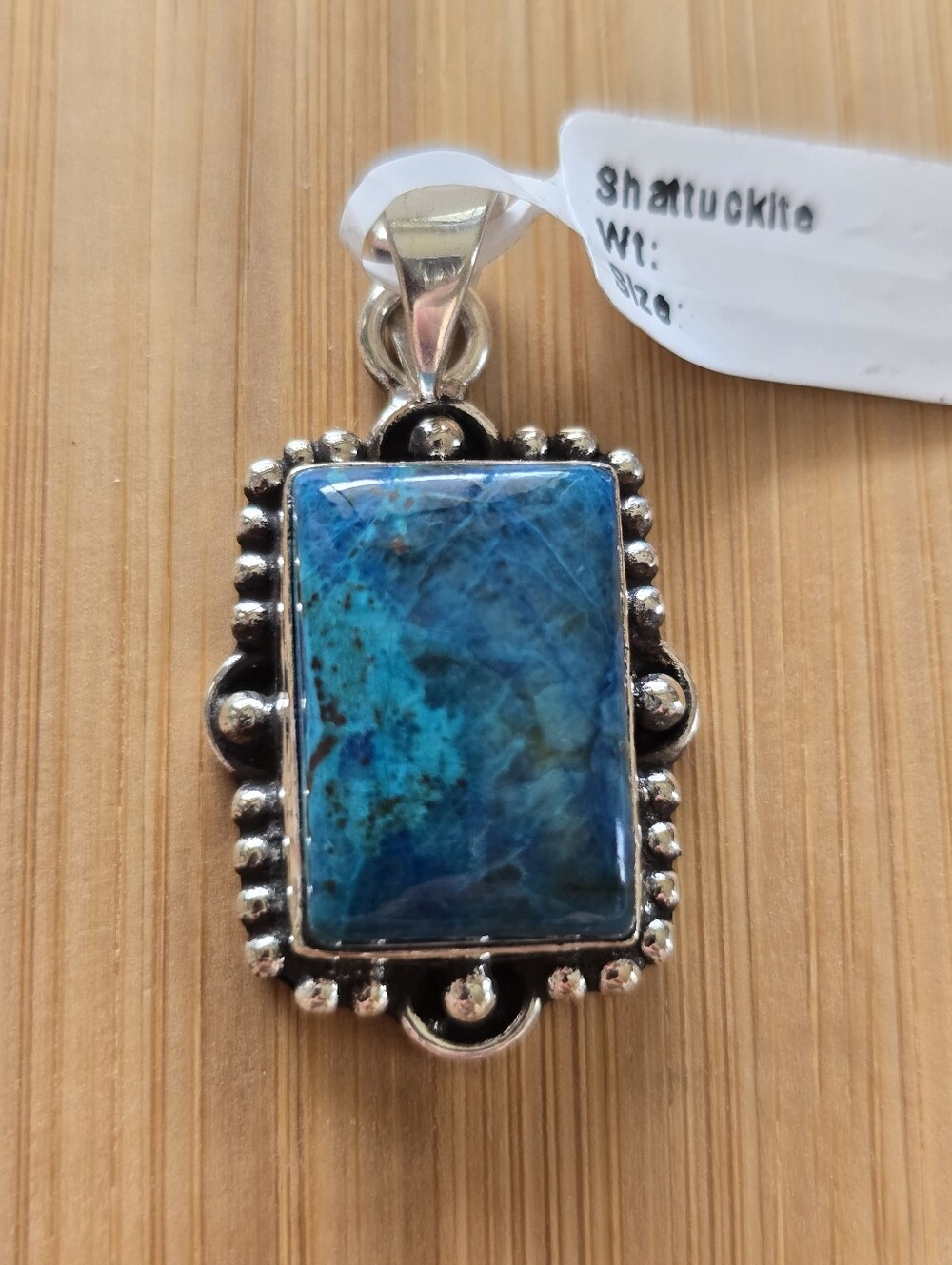 Shattuckite Silver Plated Copper Pendant, Southwestern